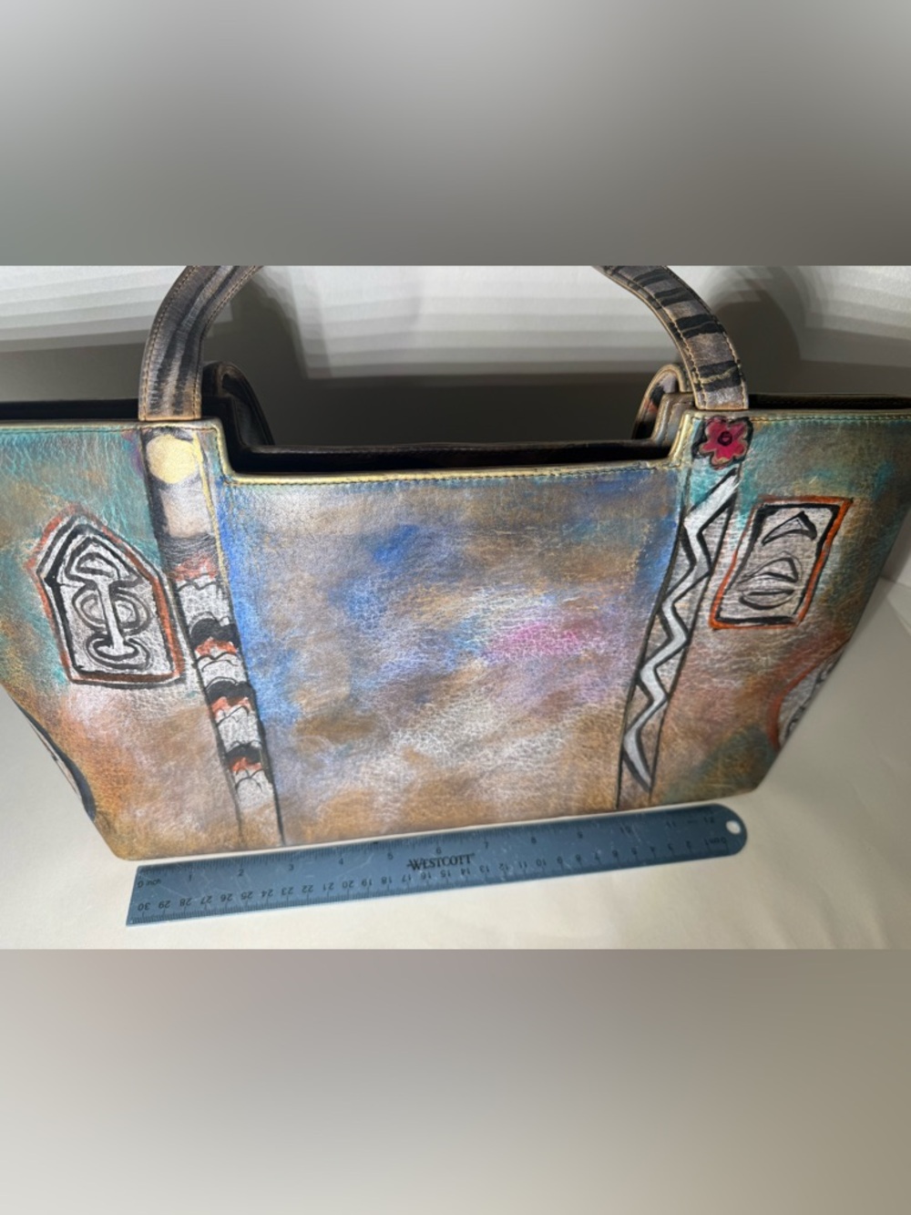 Jane Yoo wearable art leather hand painted purse - Picture 8 of 8